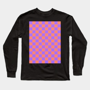 Orange and Purple Checkered Pattern Long Sleeve T-Shirt